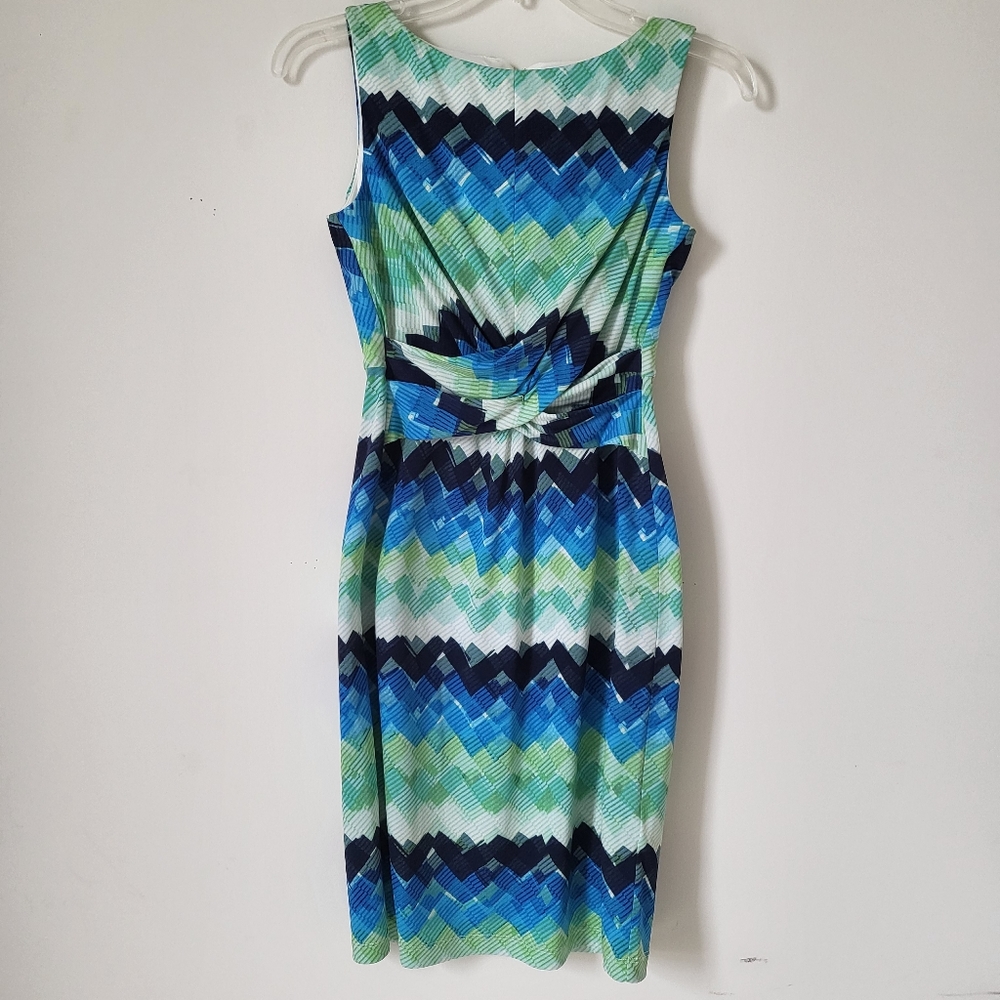 Donna Morgan Green/Blue Midi Dress Size 2